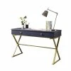 Cheapest 🌟 Riverbay Furniture Writing Desk In Blue And Gold ⌛