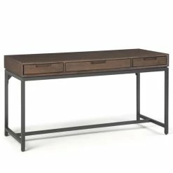 Cheapest 🤩 Simpli Home Banting Solid Hardood Industrial 60 " Desk In Walnut Brown 👍