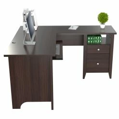 Brand new 💯 Inval America Espresso L-Shaped Computer Writing Desk 🤩 -Cheap Executive Store 1939839 2 L