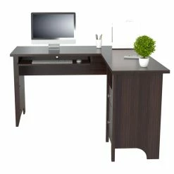 Brand new 💯 Inval America Espresso L-Shaped Computer Writing Desk 🤩 -Cheap Executive Store 1939839 3 L