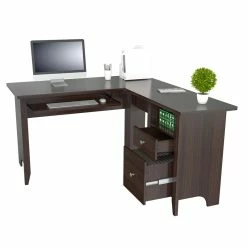 Brand new 💯 Inval America Espresso L-Shaped Computer Writing Desk 🤩 -Cheap Executive Store 1939839 4 L