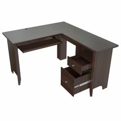 Brand new 💯 Inval America Espresso L-Shaped Computer Writing Desk 🤩 -Cheap Executive Store 1939839 5 L