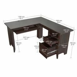 Brand new 💯 Inval America Espresso L-Shaped Computer Writing Desk 🤩 -Cheap Executive Store 1939839 6 L