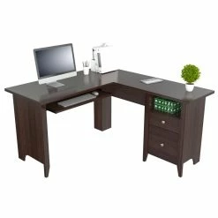 Brand new 💯 Inval America Espresso L-Shaped Computer Writing Desk 🤩