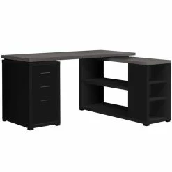Top 10 👍 Monarch 60" Contemporary Corner Wooden Writing Desk In Black And Gray 👍