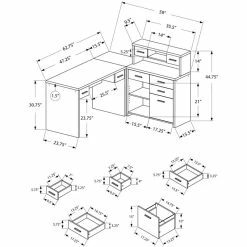 Wholesale ❤️ Monarch 63" Contemporary Corner Wooden Writing Desk With Hutch In Black And Gray 😉 -Cheap Executive Store 1940017 3 L