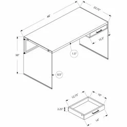 Buy 🌟 Monarch 48" Modern Glass Panel Side Wood Top Writing Desk In Brown 🎉 -Cheap Executive Store 1940029 3 L