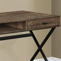 Budget ✔️ Monarch 48" Stylish Modern Criss Cross Base Writing Desk In Brown And Black ⌛ -Cheap Executive Store 1940032 2 L