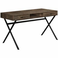 Budget ✔️ Monarch 48" Stylish Modern Criss Cross Base Writing Desk In Brown And Black ⌛
