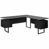 Best Pirce 🤩 Monarch 71" Contemporary Adjustable Wooden Writing Desk In Black And Gray 😍