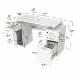 Outlet 👍 Inval America Inval Writing Desk In Washed Oak Engineered Wood 🎉 -Cheap Executive Store 1950768 7 L