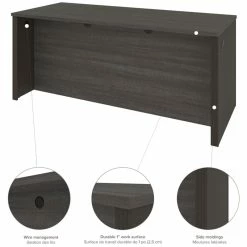 New ✔️ Bestar Prestige Plus Executive Writing Desk In Bark Gray And Slate ✨ -Cheap Executive Store 1962808 6 L