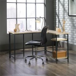 Deals 💯 Sauder North Avenue Mid-Century Wood And Metal L-Shape Desk In Charter Oak ✨ -Cheap Executive Store 1980704 5 L