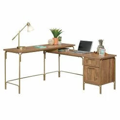 Hot Sale ⭐ Sauder Coral Cape Home Office Wood L-Shaped Desk In Sindoori Mango And Gold 👍 -Cheap Executive Store 1991564 2 L