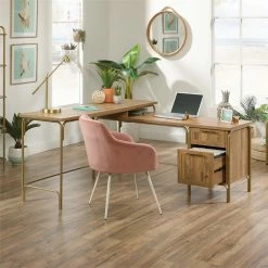 Hot Sale ⭐ Sauder Coral Cape Home Office Wood L-Shaped Desk In Sindoori Mango And Gold 👍 -Cheap Executive Store 1991564 5 L