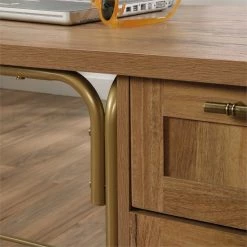 Hot Sale ⭐ Sauder Coral Cape Home Office Wood L-Shaped Desk In Sindoori Mango And Gold 👍 -Cheap Executive Store 1991564 9 L