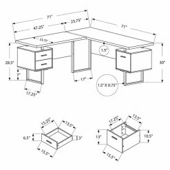 Promo 🌟 Levan Home L Shaped Corner Computer Desk In Dark Taupe 👍 -Cheap Executive Store 1994746 3 L