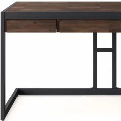 Best deal 👍 Simpli Home Erina SOLID ACACIA WOOD 60" Desk In Distressed Charcoal Brown ✨ -Cheap Executive Store 2001879 3 L