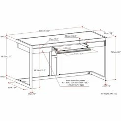 Best deal 👍 Simpli Home Erina SOLID ACACIA WOOD 60" Desk In Distressed Charcoal Brown ✨ -Cheap Executive Store 2001879 6 L