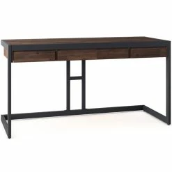 Best deal 👍 Simpli Home Erina SOLID ACACIA WOOD 60" Desk In Distressed Charcoal Brown ✨