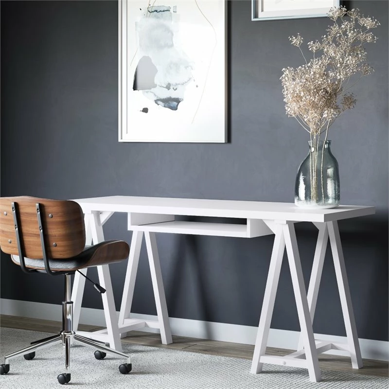 Top 10 😀 Simpli Home Sawhorse 60" Soild Wood Modern Industrial Computer Desk In White 😉 2 Top 10 😀 Simpli Home Sawhorse 60" Soild Wood Modern Industrial Computer Desk In White 😉 - Image 2