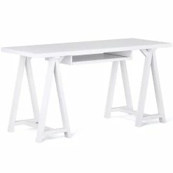 Top 10 😀 Simpli Home Sawhorse 60" Soild Wood Modern Industrial Computer Desk In White 😉