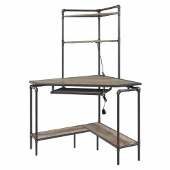 Buy 😍 ACME Furniture ACME Deliz Wooden Top Corner Writing Desk With Keyboard Tray In Sand Gray 🥰