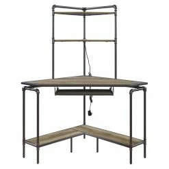 Buy 😍 ACME Furniture ACME Deliz Wooden Top Corner Writing Desk With Keyboard Tray In Sand Gray 🥰 -Cheap Executive Store 2018484 7 L