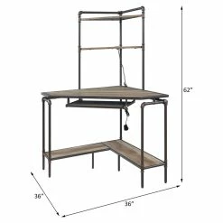 Buy 😍 ACME Furniture ACME Deliz Wooden Top Corner Writing Desk With Keyboard Tray In Sand Gray 🥰 -Cheap Executive Store 2018484 9 L