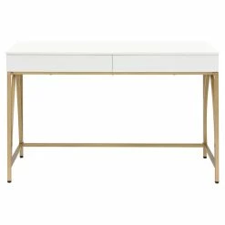 Wholesale 🌟 ACME Furniture ACME Lightmane Wooden Top Writing Desk In White High Gloss And Gold ⌛ -Cheap Executive Store 2019422 9 L