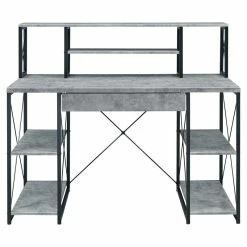 Cheap 💯 ACME Furniture ACME Amiel Wooden 1-Drawer Writing Desk In Faux Concrete And Black 👏 -Cheap Executive Store 2019428 6 L