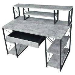 Cheap 💯 ACME Furniture ACME Amiel Wooden 1-Drawer Writing Desk In Faux Concrete And Black 👏 -Cheap Executive Store 2019428 8 L