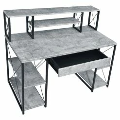 Cheap 💯 ACME Furniture ACME Amiel Wooden 1-Drawer Writing Desk In Faux Concrete And Black 👏 -Cheap Executive Store 2019428 9 L