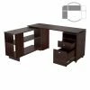 Hot Sale ⭐ Inval America L-Shaped Engineered Wood Reversible Computer Desk In Espresso ⭐