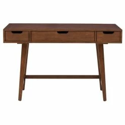Promo 🌟 Allora Furniture Mid-Century Writing Desk In Brown 👏 -Cheap Executive Store 2107649 3 L
