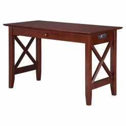 Best Sale 🤩 Allora 1 Drawer 48" Charger Solid Wood Writing Desk In Walnut ✨