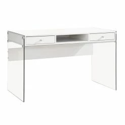 Best Sale 😍 Allora Modern 2 Drawer Writing Desk In Glossy White 🌟
