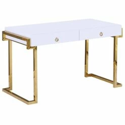 Discount ⭐ Best Master Furniture Best Master Juneau Modern 2-Drawer Engineered Wood Computer Desk In Gold 🥰