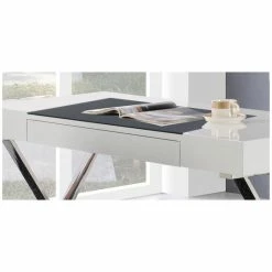 Best Pirce 🧨 Best Master Furniture Best Master Modern Computer Desk With Stainless Steel Legs In White High Gloss 🤩 -Cheap Executive Store 2116608 2 L