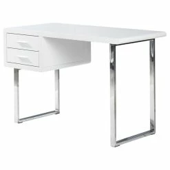 Flash Sale 🎁 Best Master Furniture Best Master Modern 2-Drawer Poplar Wood Computer Desk In White High Gloss 🎁