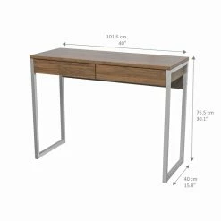 Best Sale 😍 Levan Home Modern 2 Drawer Computer Desk In Walnut 🌟 -Cheap Executive Store 2119016 1 L