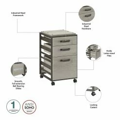 Cheap ⌛ Bush Refinery 62W L Shaped Desk With Drawers In Cottage White - Engineered Wood 🥰 -Cheap Executive Store 2136149 4 L