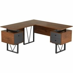 Best reviews of 👍 Techni Mobili Reversible Wooden L Shaped Computer Writing Desk In Walnut ✨ -Cheap Executive Store 2139436 13 L