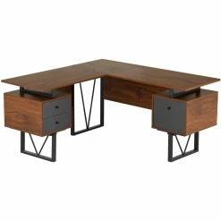Best reviews of 👍 Techni Mobili Reversible Wooden L Shaped Computer Writing Desk In Walnut ✨ -Cheap Executive Store 2139436 15 L