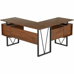 Best reviews of 👍 Techni Mobili Reversible Wooden L Shaped Computer Writing Desk In Walnut ✨ -Cheap Executive Store 2139436 16 L