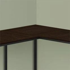 Flash Sale 🔔 Monarch 58" L Shaped Corner Wood Top Computer Desk In Espresso And Black 😉 -Cheap Executive Store 2153815 2 L