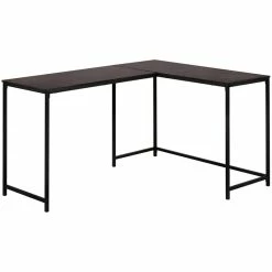 Flash Sale 🔔 Monarch 58" L Shaped Corner Wood Top Computer Desk In Espresso And Black 😉