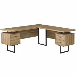 Wholesale 🔔 Monarch Reversible Wooden L Shaped Corner Computer Desk In Light Brown And Black 👏