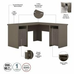Cheapest ⌛ Bush Bristol L Shaped Computer Desk With Storage In Restored Gray - Engineered Wood ❤️ -Cheap Executive Store 2171319 2 L