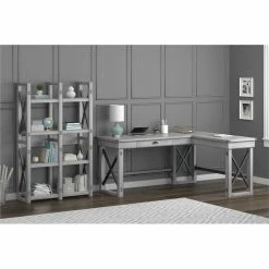 Top 10 😀 Ameriwood Home Wildwood L Desk With Lift Top In Rustic White ✨ -Cheap Executive Store 2175904 9 L